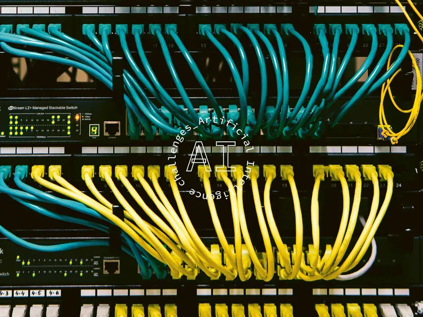 Câbles réseau de différentes couleurs connectés à des équipements de serveur dans une armoire.